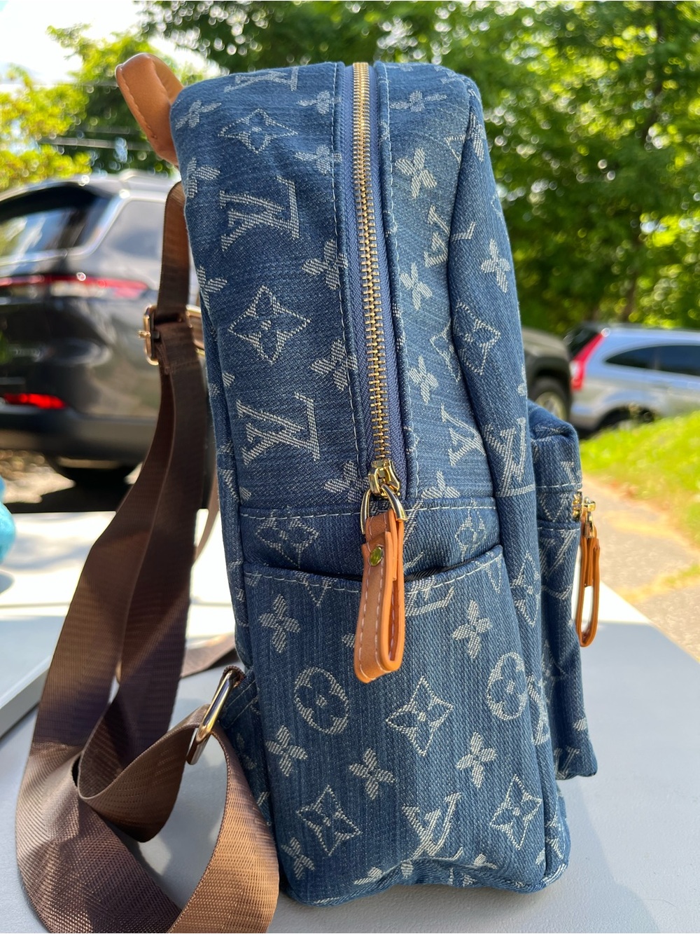 LV Monogram Denim MEDIUM Backpack - Blue - Picture 2 of 3